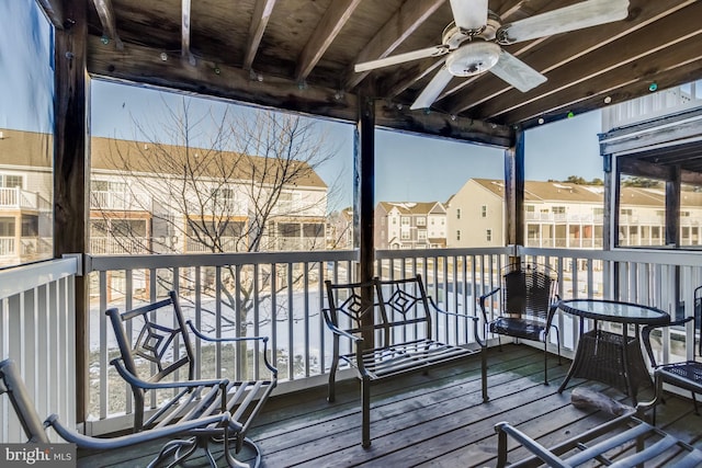 deck featuring ceiling fan