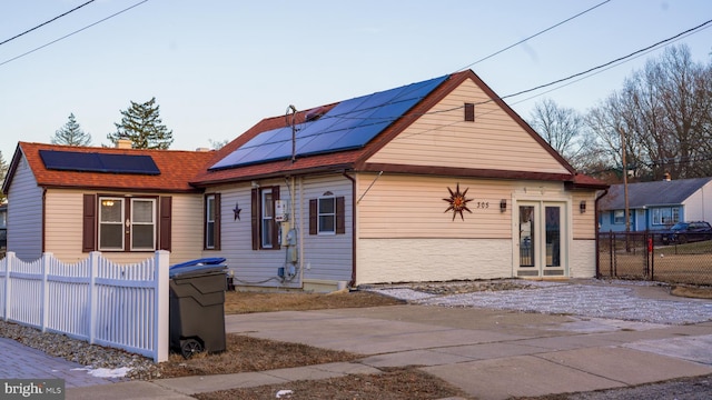 bungalow with solar panels