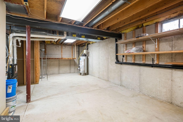 basement with gas water heater