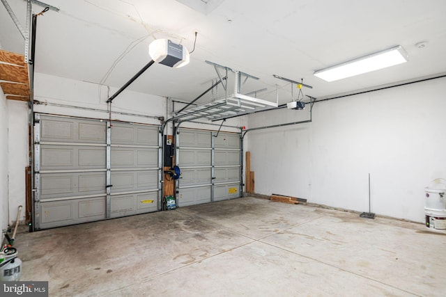 garage with a garage door opener