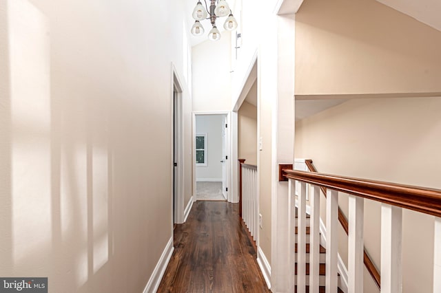 corridor featuring dark wood-type flooring