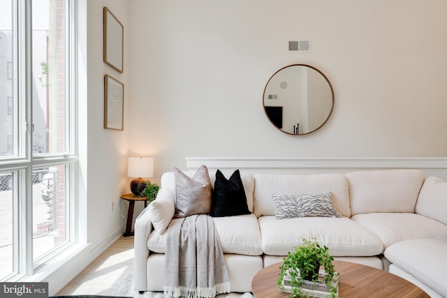 living room featuring light hardwood / wood-style floors