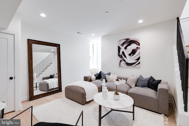 living room featuring light hardwood / wood-style floors