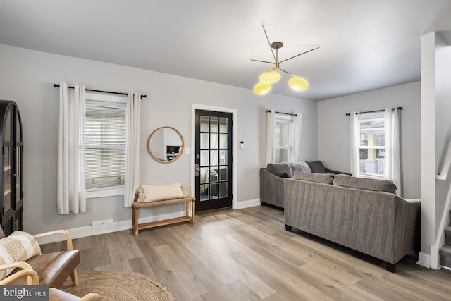 living room featuring light hardwood / wood-style flooring