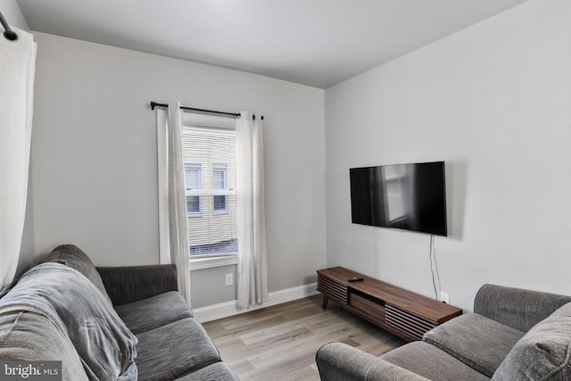 living room with light wood-type flooring