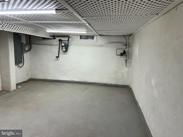 basement with electric panel