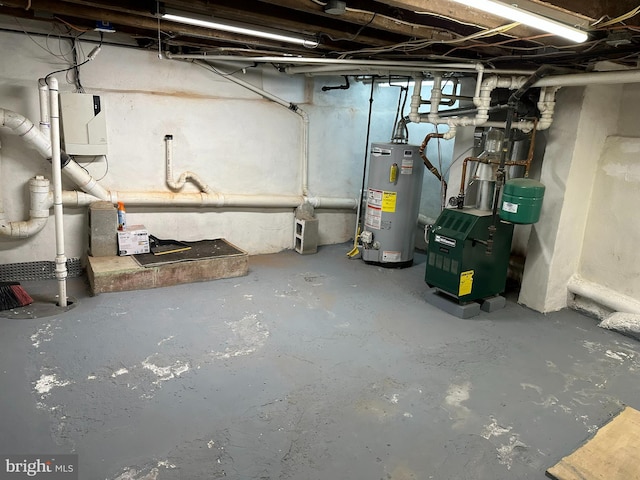 basement with gas water heater