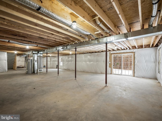 basement featuring water heater