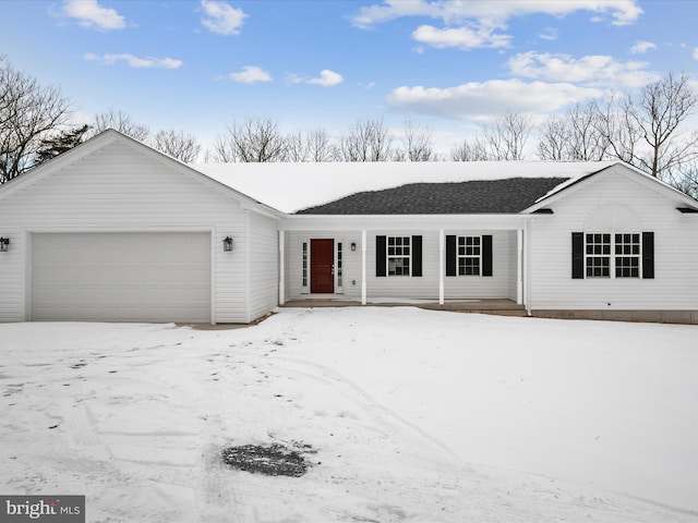 single story home featuring a garage