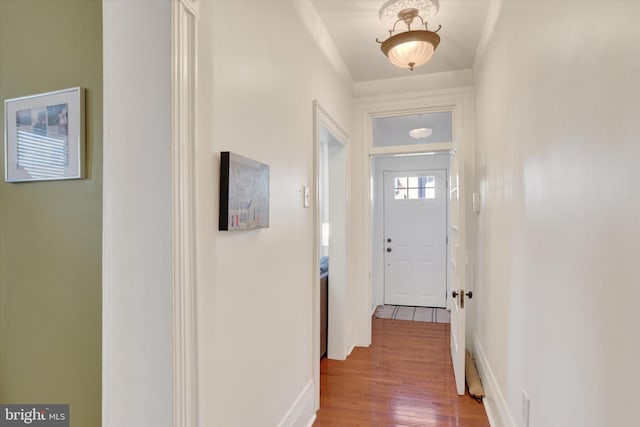 doorway featuring light hardwood / wood-style floors