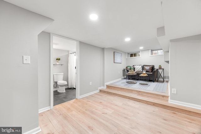 living room with light hardwood / wood-style floors