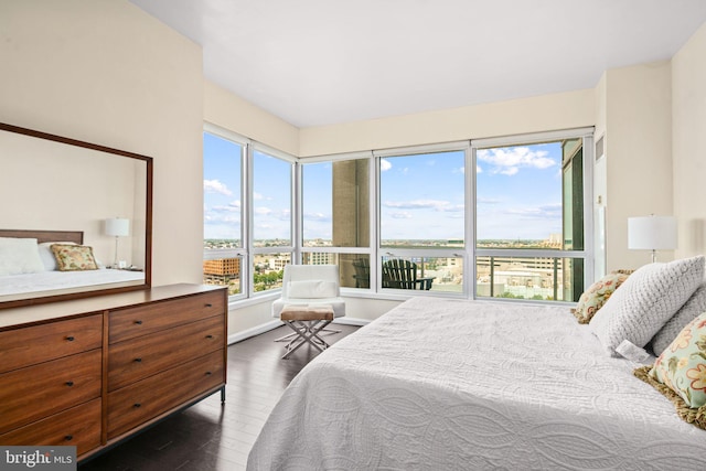 bedroom featuring dark hardwood / wood-style flooring