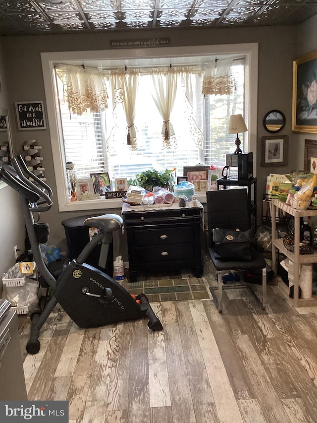 office area featuring hardwood / wood-style flooring