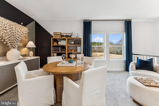 dining space featuring carpet floors