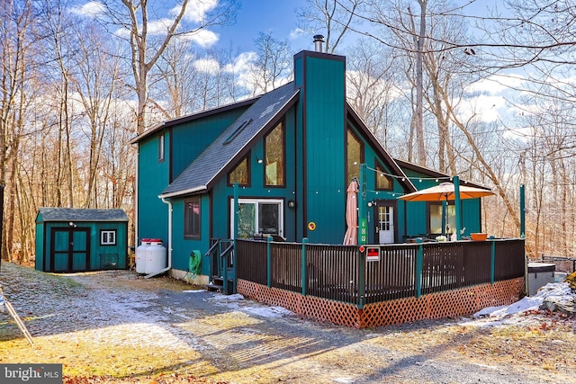 exterior space with a storage unit