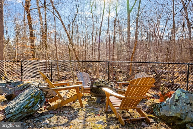 exterior space with a fire pit