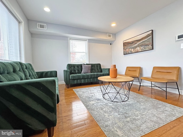 living room with hardwood / wood-style flooring