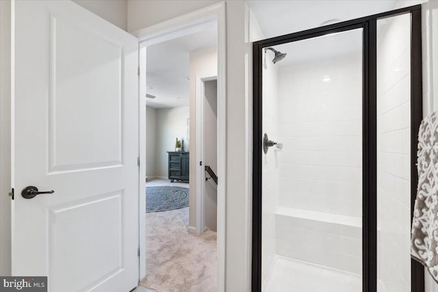 full bathroom featuring a shower stall