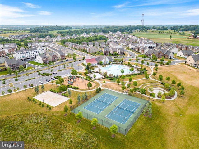 drone / aerial view with a residential view