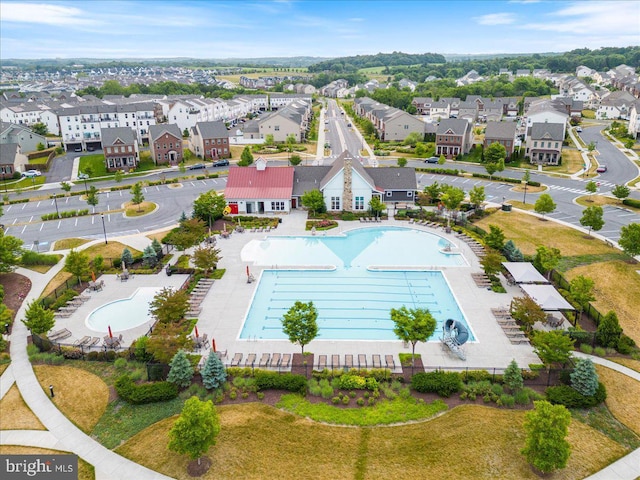 aerial view with a residential view