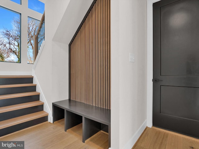 mudroom featuring light hardwood / wood-style floors