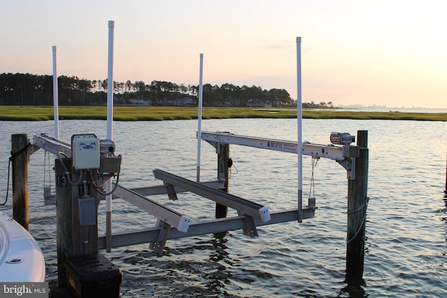 view of dock featuring a water view