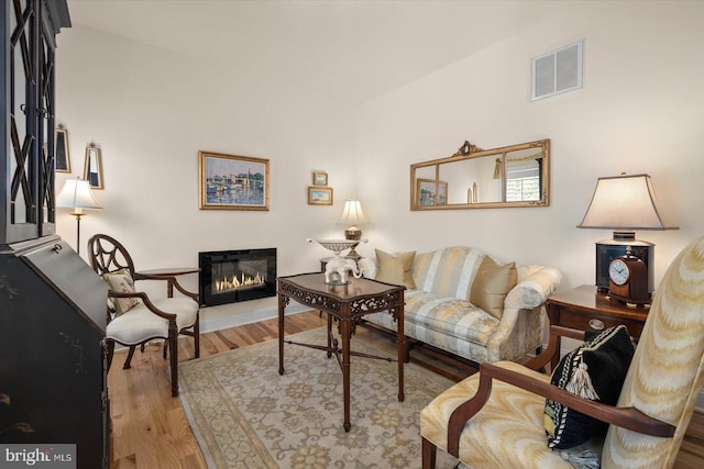 living room with light hardwood / wood-style floors