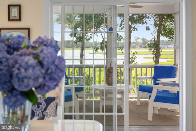 doorway with a water view