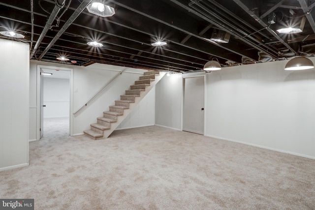 basement with carpet