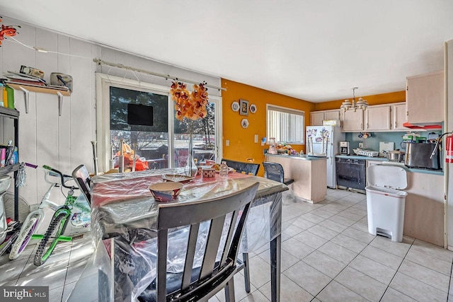 view of tiled dining room