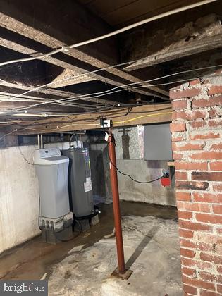 basement featuring water heater