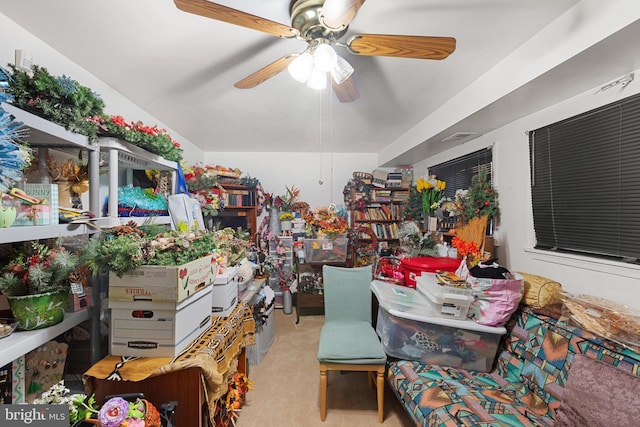 miscellaneous room with ceiling fan