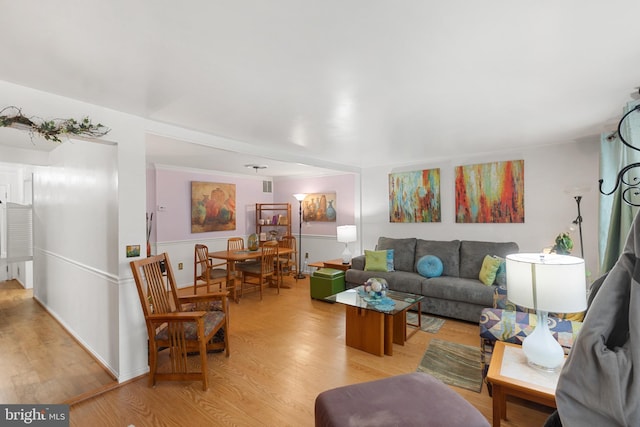 living room featuring light hardwood / wood-style floors