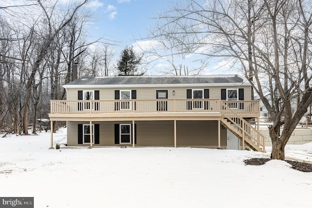 view of front of property with a deck