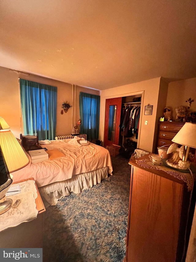 carpeted bedroom featuring a closet