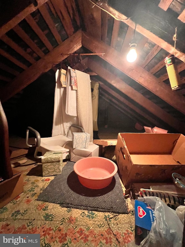 view of unfinished attic