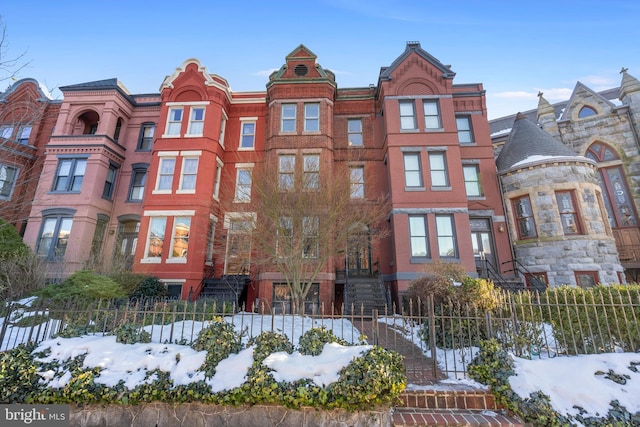 view of snow covered property