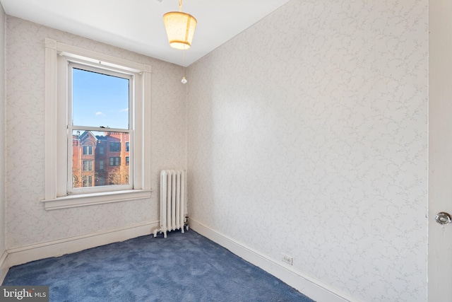 carpeted spare room with radiator