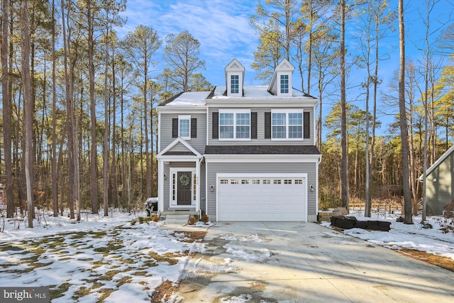 view of front facade featuring a garage