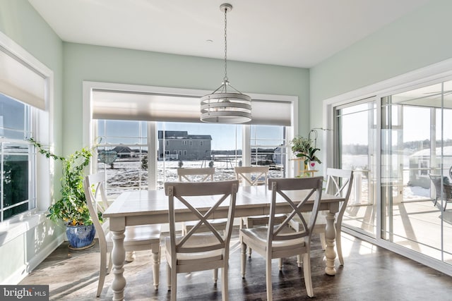 dining room featuring concrete flooring and a healthy amount of sunlight