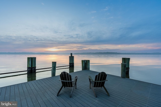 dock area featuring a water view