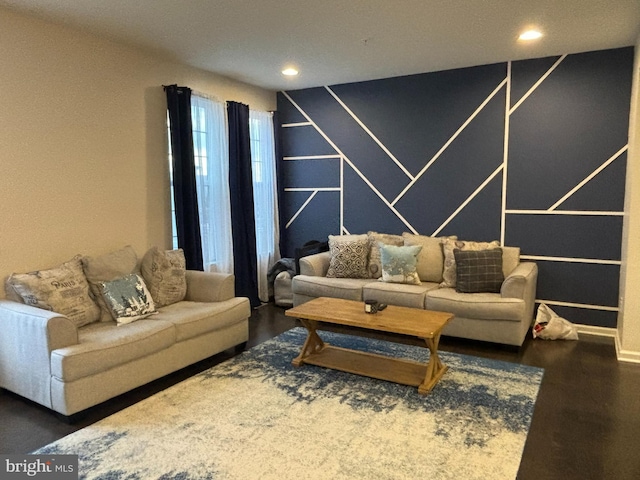 interior space with dark hardwood / wood-style flooring