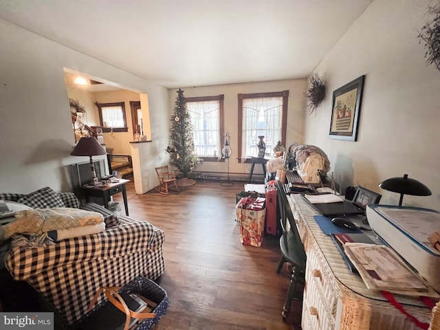 interior space featuring dark hardwood / wood-style flooring