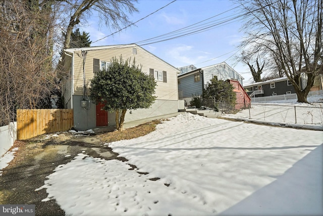 view of snowy exterior