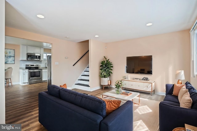 living room with light wood-type flooring