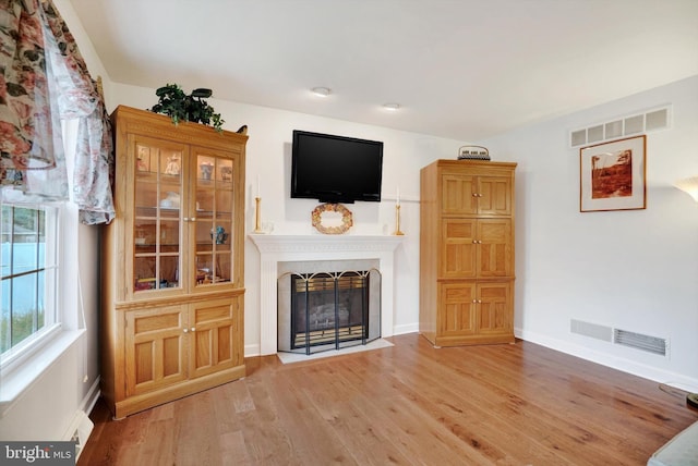 unfurnished living room with wood-type flooring