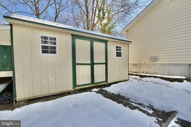 view of snow covered structure