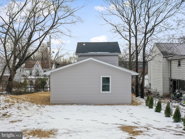 view of snow covered exterior