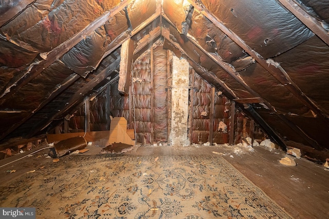 view of unfinished attic