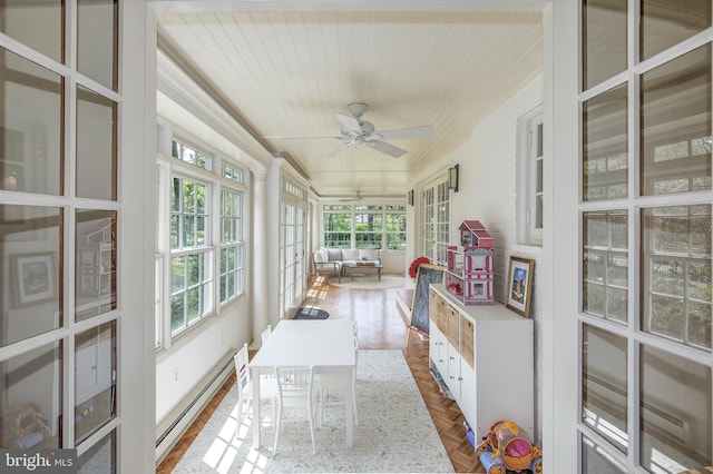 4901 Stillwell Ave, Alexandria, VA 22309 - sunroom / solarium with baseboard heating, wood ceiling, and french doors